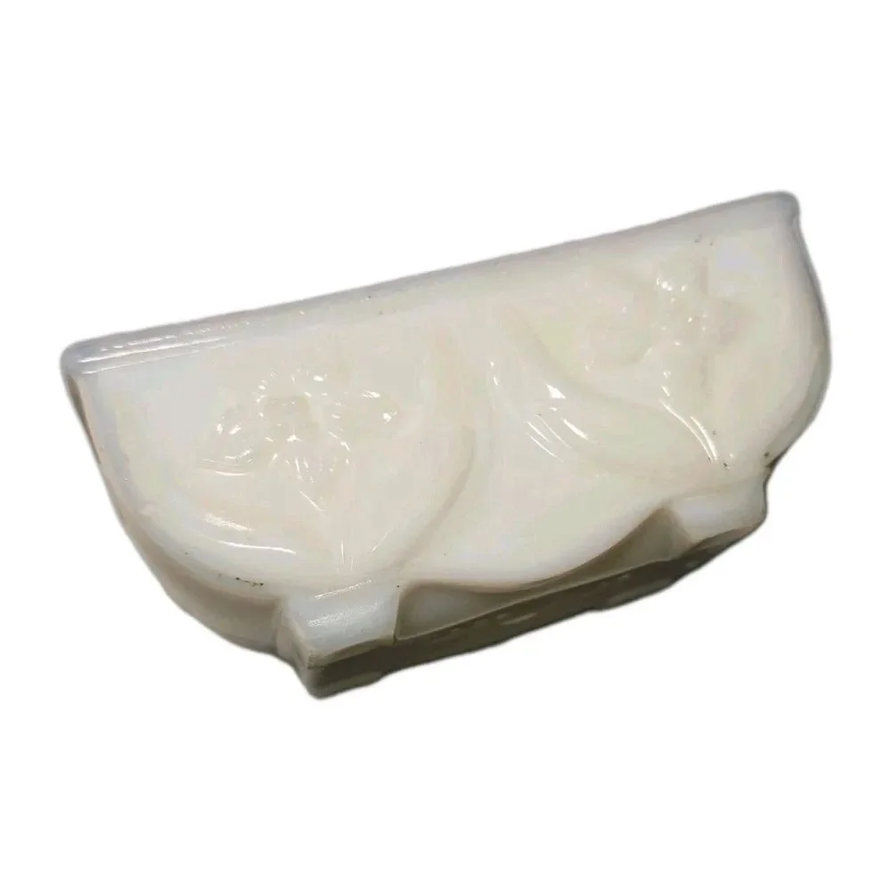 Vintage Akro Agate Slag Glass Planter Bowl Dish Vase Pot White